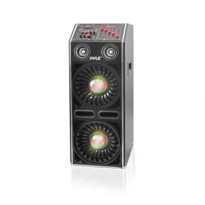Disco Jam 2 Bluetooth Active Powered Speaker System, Flashing DJ Lights, Dual 10-Inch Woofers, Dual 3-Inch Tweeters, USB/SD Memory Card Readers, Aux (3.5mm) Input, 1500 Watt (Works with Passive Speaker Model: PSUFM1070P) (PSUFM1072BT)