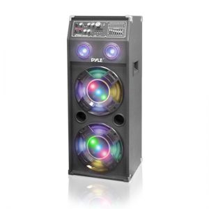 1400 Watt Disco Jam  Powered Two-Way PA Speaker System w/ USB & SD Readers, FM Radio, 3.5mm AUX Input & DJ Flashing Lights (PSUFM1245A)