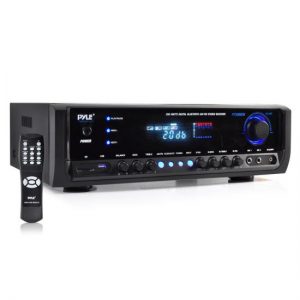 Digital Home Theater Bluetooth Stereo Receiver, Aux (3.5mm) Input, MP3/USB/SD/AM/FM Radio, (2) Mic Inputs, 300 Watt (PT390BTU)