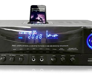 500 Watt Stereo Receiver AM-FM Tuner/USB/SD/Ipod Docking Station & Subwoofer Control (PT4601AIU)