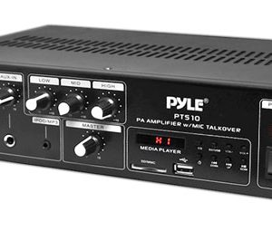 240 Watt Public Address Power Amplifier with 70V Output & Mic Talkover, USB/SD Card MP3 Player, Built-in FM Radio & LED Display (PT510)