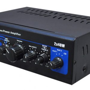 Mini Stereo Power Amplifier - 2 x 40 Watt with AUX, CD & Mic Inputs (PTA2)