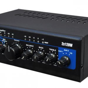 Mini Stereo Power Amplifier - 2 x 120 Watt with AUX, CD & Mic Inputs (PTA4)