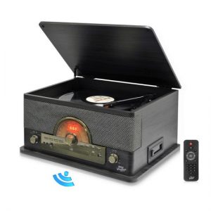 Vintage Retro Classic Style Bluetooth Turntable System with Vinyl/MP3 Recording Ability (Gray) (PTCD56UBGR)