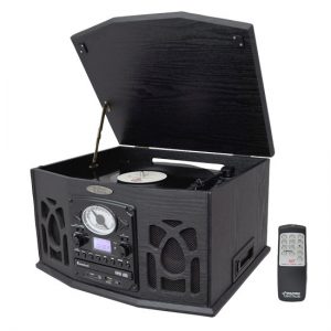 Vintage Turntable With CD/Cassette/Radio/Aux-In/USB/SD/MP3 and Vinyl-to-MP3 Encoding (PTCDS5U)