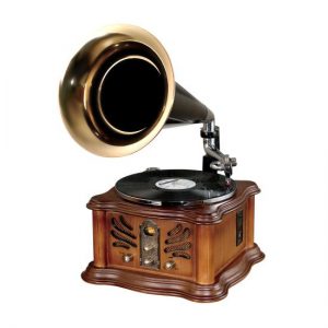 Vintage Retro Classic Style Bluetooth Turntable Phonograph Speaker System with MP3 Recording Ability (PUNP33BT)