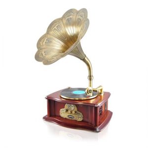 Vintage Retro Classic Style Bluetooth Turntable Phonograph Speaker System with MP3 Recording Ability (PUNPCD65BT)