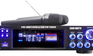 2000 Watts Hybrid Home Stereo Receiver Amplifier W/AM-FM Tuner/USB/Dual Wireless Mic (PWMA2003T)