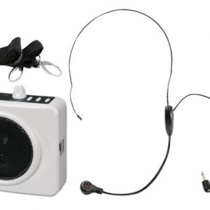 50 Watts Portable, USB Waist-Band Portable Pa System With A Headset Microphone w/Built In Rechargeable Batteries(Color White) (PWMA60UW)