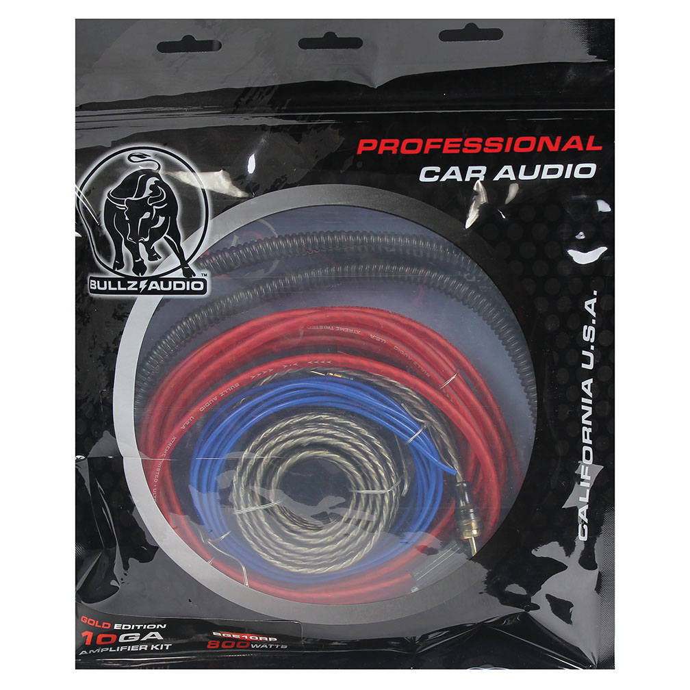 AMPLIFIER WIRING KIT 10 GA. BULLZ AUDIO; RED/BLACK BGE10RP