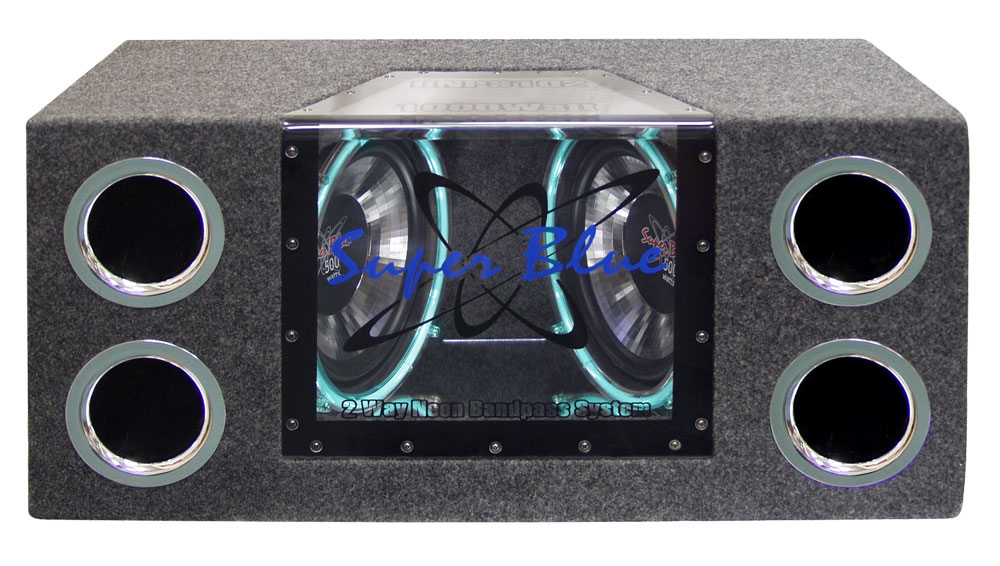 BANDPASS BOX PYRAMID DUAL 10" 1000 WATT; NEON LIGHTING BNPS102