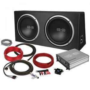 Belva 1200 watt Bass Package 2-12" subs in ported box Monoblock amp & amp kit BPKG212V2