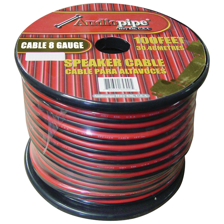 Audiopipe 8 Gauge Speaker Wire 100' Red/Black CABLE8100BLK