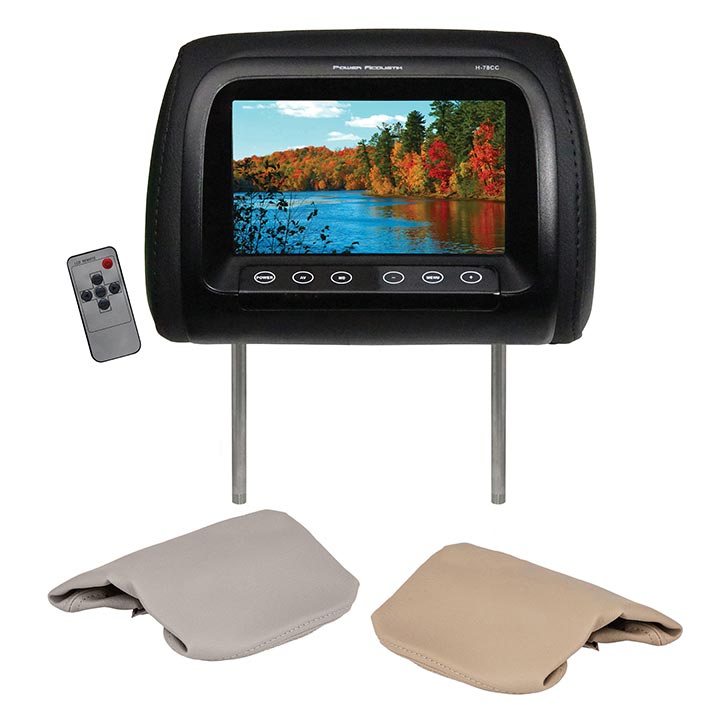 Power Acoustik 7" Headrest Monitor 3 Color Skins Dual Channel IR H78CC