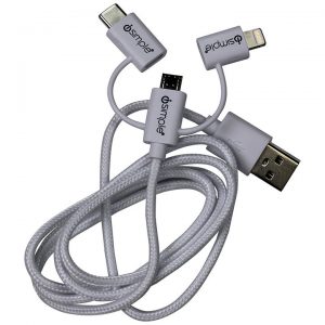 PAC Isimple Universal 3.3' Charging/Sync cable White has Lightning/Micro-USB/Type A USB IS9406WH