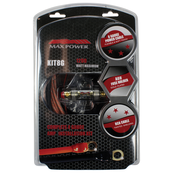 MAX POWER AMP KIT 8 GAUGE; 1200 WATT KIT8G