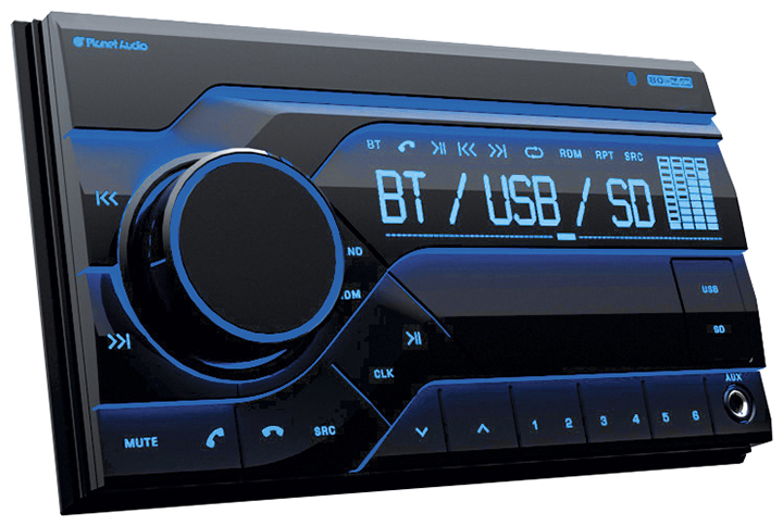 Planet Double Din Digital Media Receiver AM/FM Bluetooth USB Front Aux PB455RGB