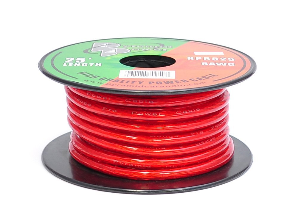 WIRE PYRAMID 8 GA. 25 FT. RED GOLD GROUND WIRE RPR825