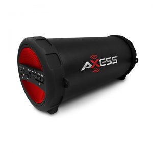Axess Portable Thunder Sonic Bluetooth Cylinder Loud Speaker BuiltIn FM Radio SD Card USB AUX Red SPBT1041RD