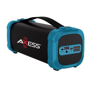 AXESS Indoor/Outdoor Bluetooth Media Speaker 3.5mm Line-In Jack Rechargeable Battery Subwoofer Blue SPBT1073BL