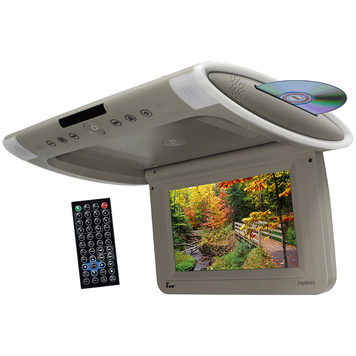 Tview 10.1" Wide Screen Flip Down w/Built in Slot Type DVD Player (Gray) T101DVFDGR