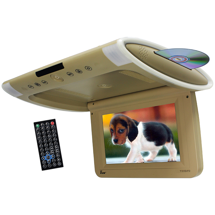 Tview 10.1" Wide Screen Flip Down w/Built in Slot Type DVD Player (Tan) T101DVFDTN