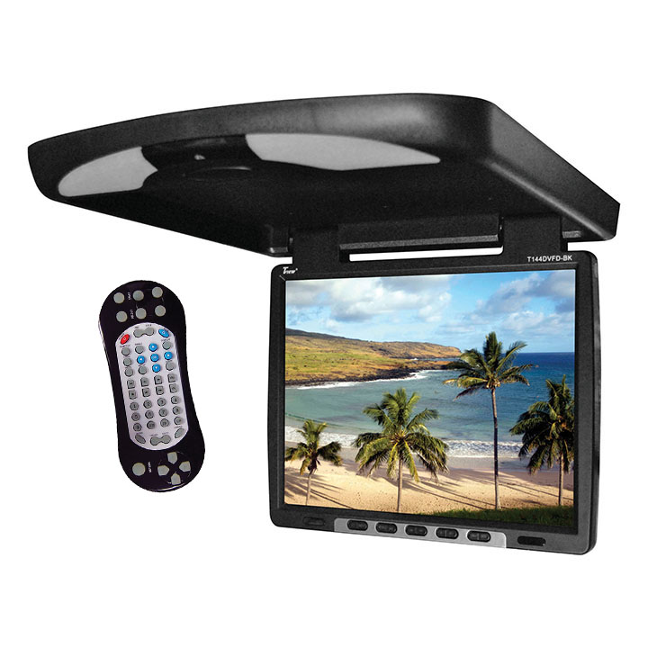 Tview 14" Flip Down Monitor with built in DVD IR/FM trans Black T144DVFDBK