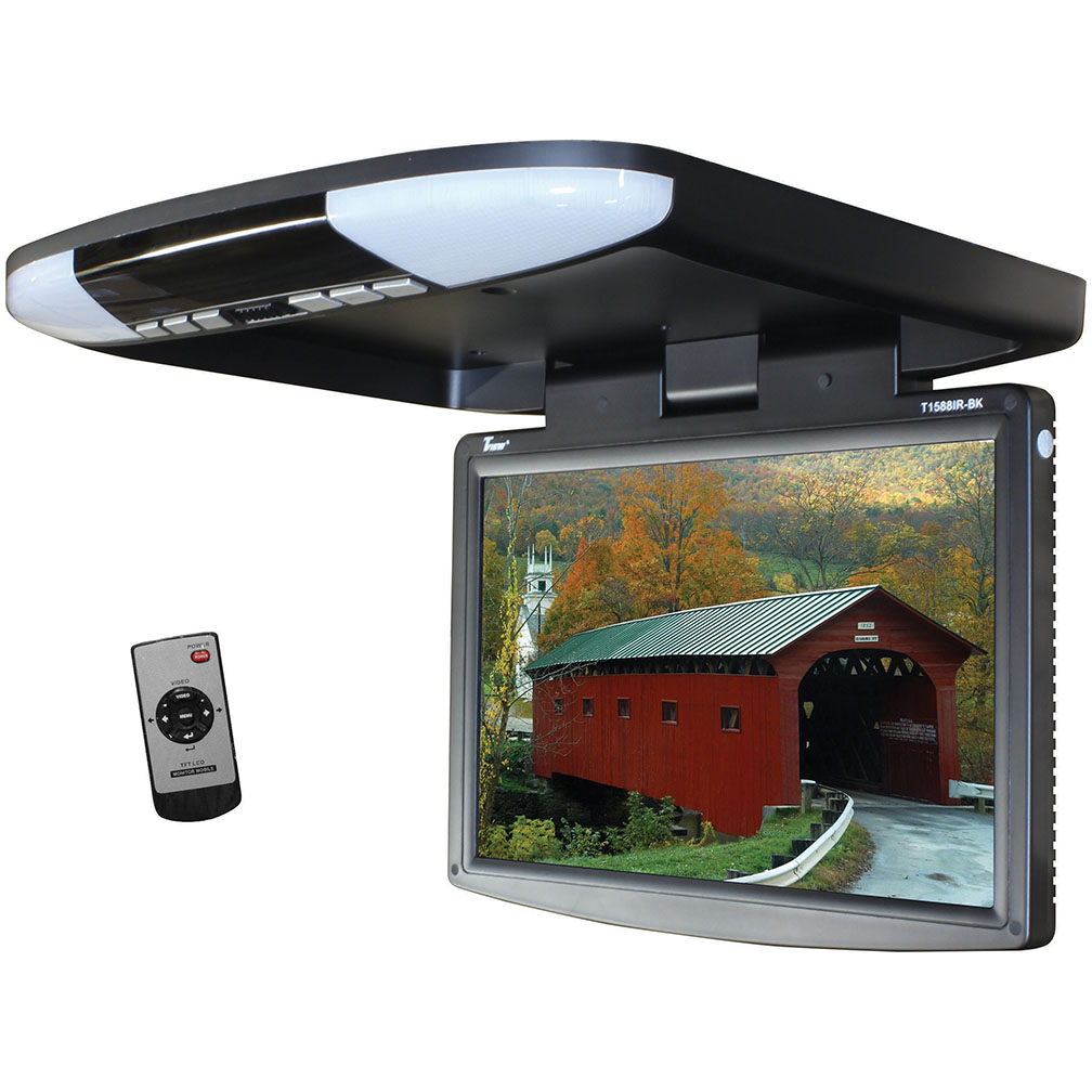 Tview 15.4" Wide Screen LED Flip Down Monitor (Black) T1588IRBK