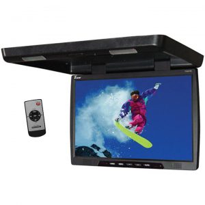 Tview 22" TFT LCD black widescreen flip down monitor remote 2 video inputs screen is 20" T2207IR