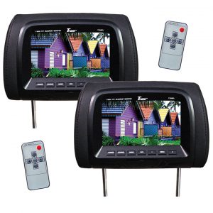Tview 7" TFT/LCD Car Headrest and MonitorPair Black T726PLBK