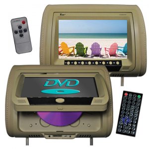 Tview 9" Headrest Monitor with DVD Player Sold in Pairs Tan T939DVPLTAN