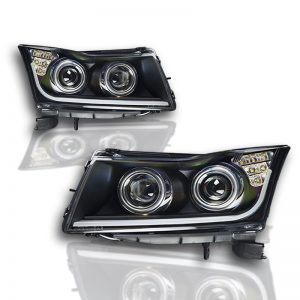 Winjet 11-15 Chevy Cruze DRL Projector Head Light - Black / Clear WJ10032404