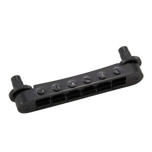 GROVER TUNE-O-MATIC GUITAR BRIDGE BLACK CHROME (UNNOTCHED)