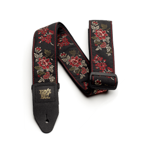 Red Rose Jacquard Guitar Strap