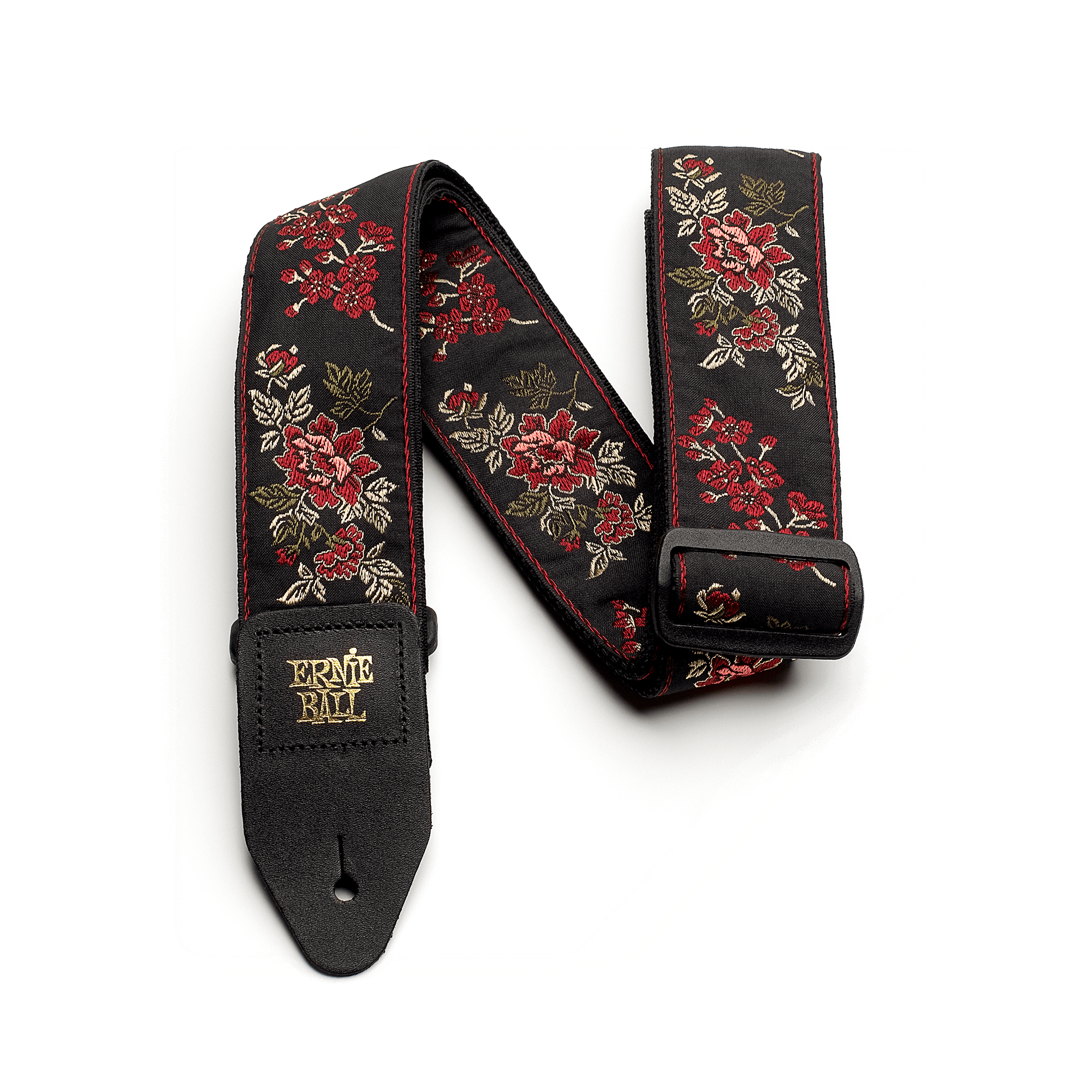 Red Rose Jacquard Guitar Strap