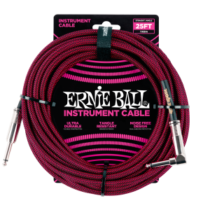 25' Braided Straight / Angle Instrument Cable - Black / Red