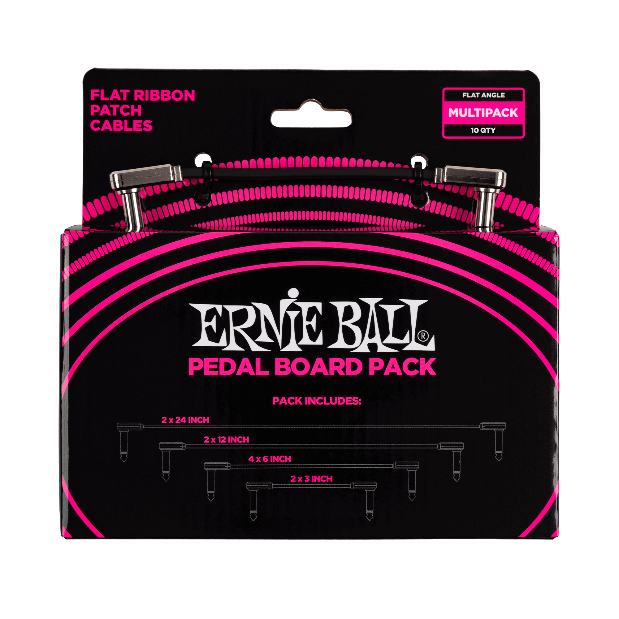 Flat Ribbon Patch Cables Pedalboard Multi-Pack - Black